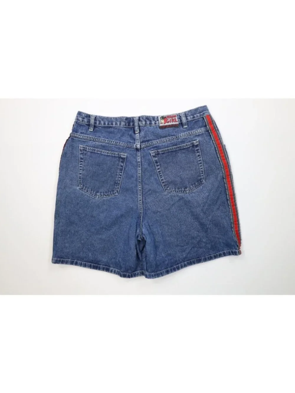 Vintage 90s Streetwear Urban Womens 20 W Striped Baggy Skateboard Denim Shorts